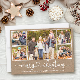 書道ハート5写真クラフトメリークリスマス シーズンカード