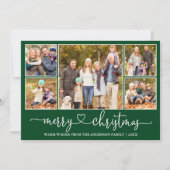 書道ハート5写真メリークリスマスグリーン シーズンカード (正面)