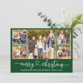 書道ハート5写真メリークリスマスグリーン シーズンカード (スタンド正面)