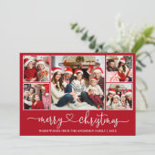 書道ハート5写真メリークリスマスレッド シーズンカード (スタンド正面)