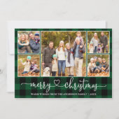 書道ハート5 Photo Christmas Green Plaid シーズンカード (正面)