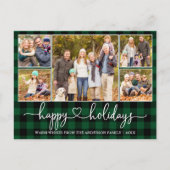書道ハート5 Photo Green Plaid Holiday ポストカード (正面)