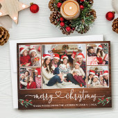 書道ハート5 Photo Wood Christmas Holly シーズンカード