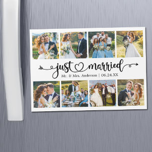 書道ハート8フォトたった今結婚しましたマグネットカード