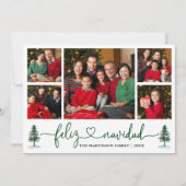 書道ハートFeliz Navidad 5 Photo Pine Tree シーズンカード (正面)