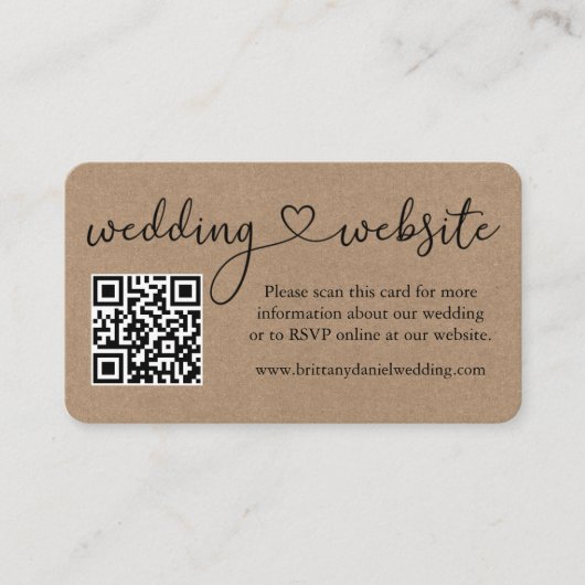 書道ハートKraft結婚のウェブサイトQR エンクロージャーカード (正面)