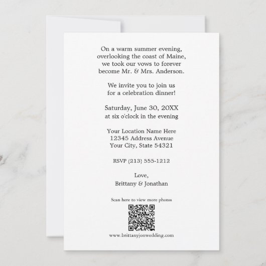 書道ハートQR楽しくパーティー後 案内状 (裏面)