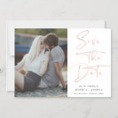 書道バラのモダン金ゴールド写真日付を保存 マグネット招待状 (正面)