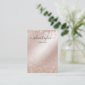 書道バラ金ゴールドグリッターイヤリング表示カード 名刺 (スタンド正面)