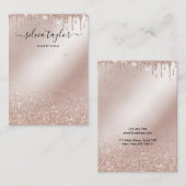 書道バラ金ゴールドグリッターイヤリング表示カード 名刺 (正面/裏面)