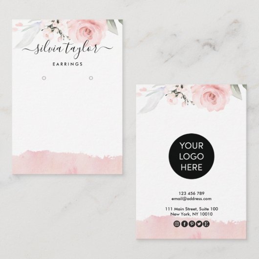 書道バラ金ゴールドフローライヤリング表示ロゴ 名刺 (正面/裏面)