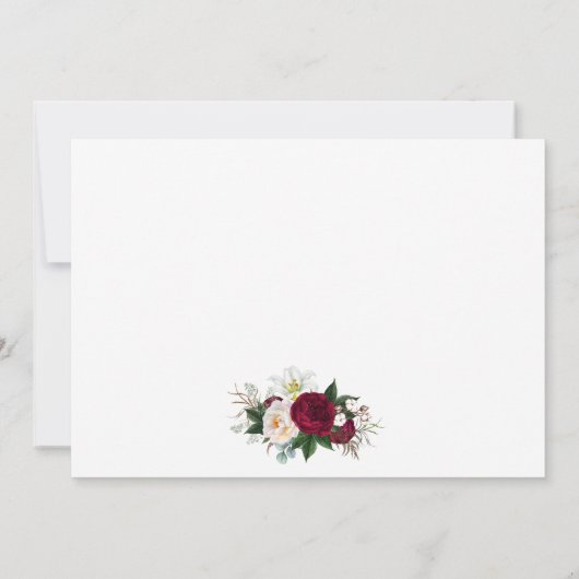 書道バーガンディフローラ結婚緑 サンキューカード (裏面)