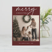 書道バーガンディーメリークリスマスフォトカード シーズンカード (スタンド正面)