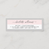 書道パモダンステルピンク&ライトグレーリファレンス スキニー名刺 (裏面)