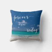 書道パーソナライズされたビーチ結婚式枕 クッション (裏面)