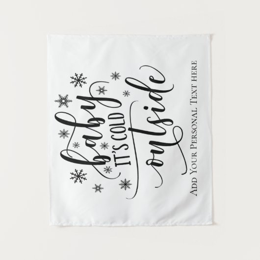 書道パーソナライズされたベビー外は寒い タペストリー (正面)