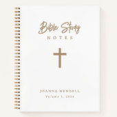 書道パーソナライズされた金ゴールドクロスバイブル勉強 ノートブック (正面)
