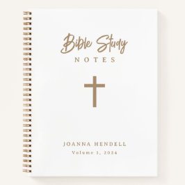 書道パーソナライズされた金ゴールドクロスバイブル勉強 ノートブック