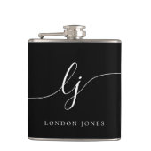 書道パーソナライズされた黒バチェロレッテ フラスク (正面)