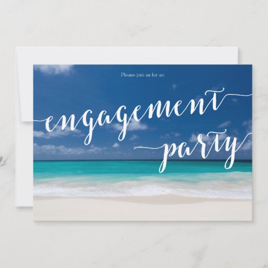 書道ビーチ婚約パーティ招待状 招待状 (正面)