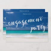 書道ビーチ婚約パーティ招待状 招待状 (正面/裏面)