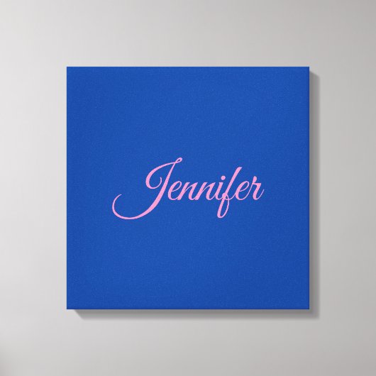 書道ピンクエレガントブルー名前をカスタムする キャンバスプリント (正面)