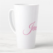 書道ピンクエレガントホワイト名前をカスタムする カフェラテマグ (左アングル)