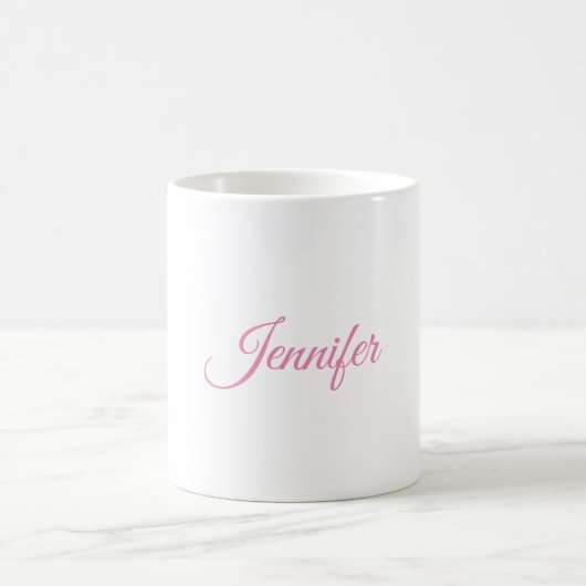 書道ピンクエレガントホワイト名前をカスタムする コーヒーマグカップ (中央)
