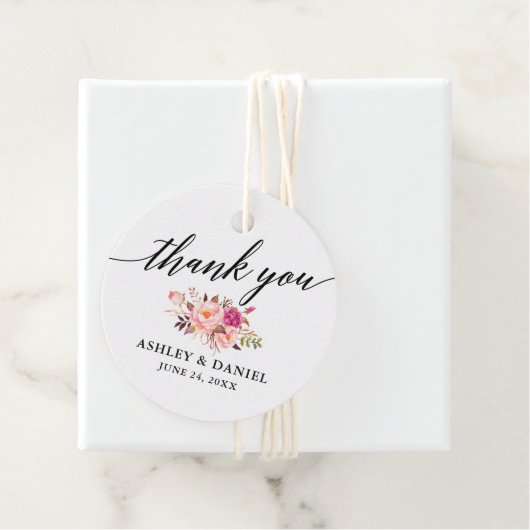 書道ピンクフローラ結婚の感謝 フェイバータグ (インサイチュ)