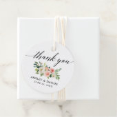 書道ピンクホワイトフローラ結婚Thank Rd フェイバータグ (インサイチュ)