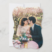 書道ピンク白フローラ結婚のクラフト写真 招待状 (裏面)