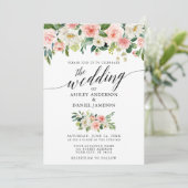 書道ピンク赤面フローラグリーン結婚ズ 招待状 (スタンド正面)