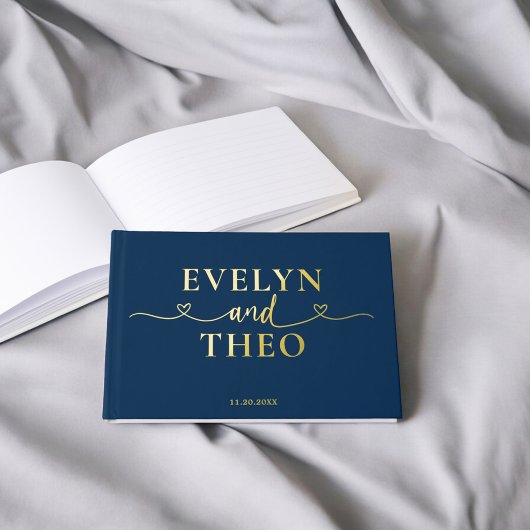 書道ファンシーハートネイビーブルー ゲストブック