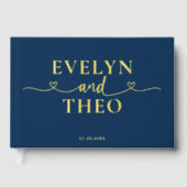 書道ファンシーハートネイビーブルー ゲストブック (正面)