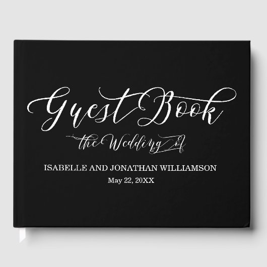 書道ファンシー白黒エレガントゲストブック ゲストブック (正面)