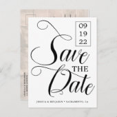 書道フォトウェディング日付を保存 案内ポストカード (正面/裏面)