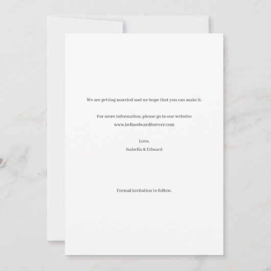 書道フォトウェディング日付カードを保存 セーブザデート (裏面)