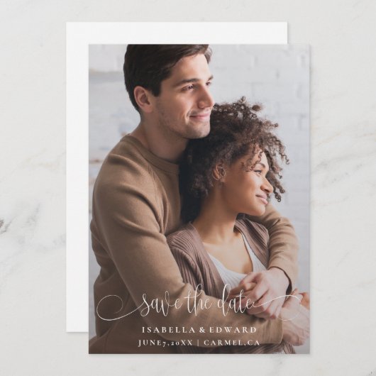 書道フォトウェディング日付カードを保存 セーブザデート (正面/裏面)