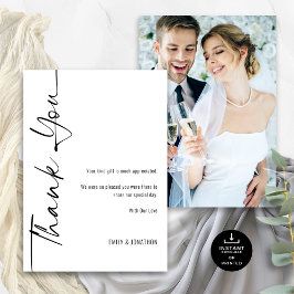 書道フォト白黒結婚の感謝 カード