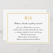 書道フォーマルモノグラム金ゴールドブライダルシャワー 招待状 (正面/裏面)