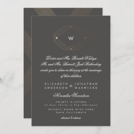 書道フォーマルモノグラム金箔 招待状