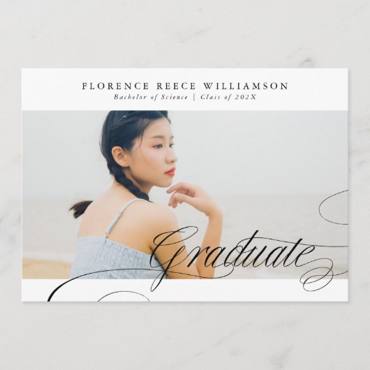 書道フォーマル専門学校の卒業式 案内状 (正面)