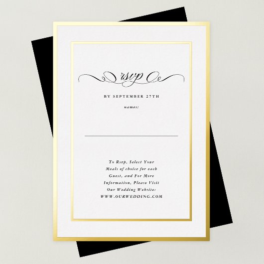 書道フォーマル金ゴールドフレ結婚ームのWebサイトRSVP 箔招待状
