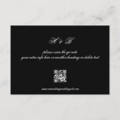 書道フォーマル黒QRコード結婚式RSVPカード 招待状 (裏面)