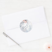 書道フローラありがとうハートブルーID771 ラウンドシール (封筒)