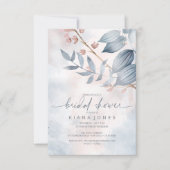 書道フローラブライダルシャワーほこりっぽい青ID771 招待状 (正面)