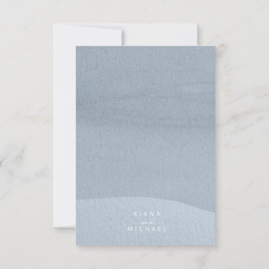 書道フローラブライダルシャワーほこりっぽい青ID771 招待状 (裏面)