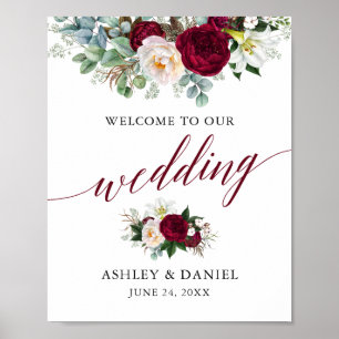 書道フローラブルゴーニュ結婚の歓迎 ポスター