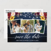 書道フローラブルーウッドセーブザデート ポストカード (正面/裏面)