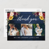 書道フローラ結婚の青い木ありがとう ポストカード (正面/裏面)